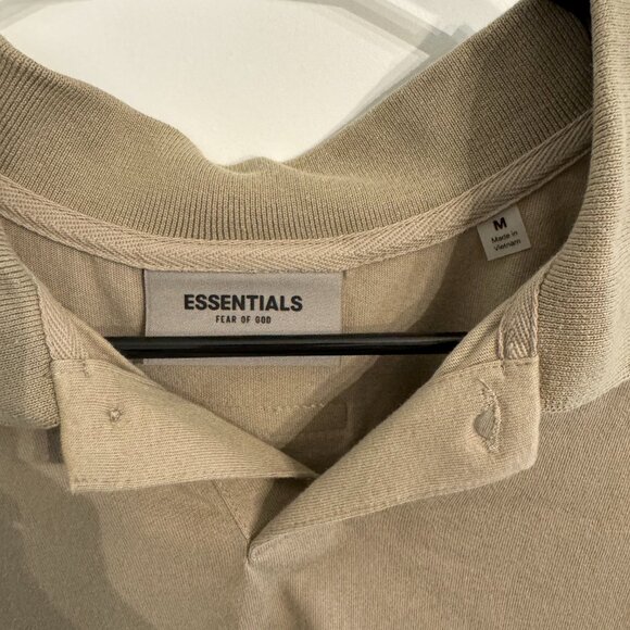 FEAR OF GOD ESSENTIALS Khaki Short Sleeve Polo - Picture 3 of 5